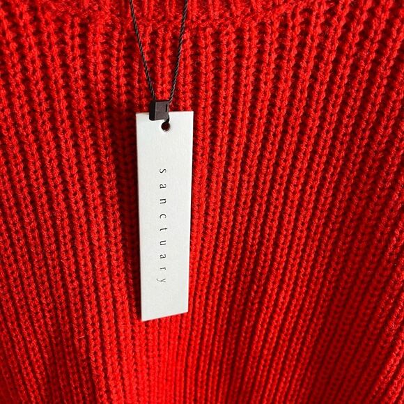 Sanctuary Red Ribbed Knit Crew Neck Sweater medium NWT - Picture 6 of 12